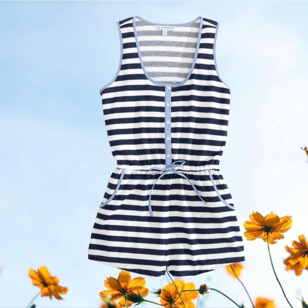 Southern Tide Navy and White Striped Women’s Shorts Romper